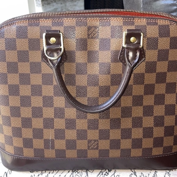 Louis Vuitton Vintage Alma Damier Brown Leather Canvas Handbag - Picture 6 of 13